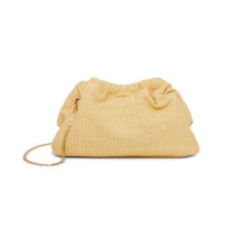 Mansur Gavriel Mini Cloud Woven Clutch in Natural with Chain Strap
